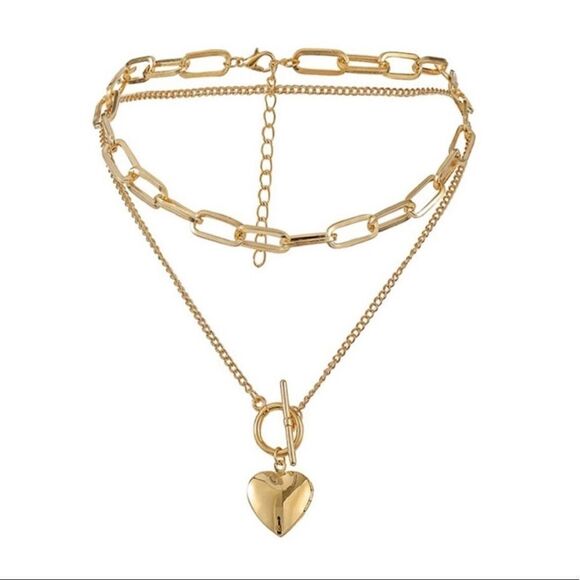 #41 Layered Necklace 14K Gold Plated Set of two Necklaces - Picture 2 of 5